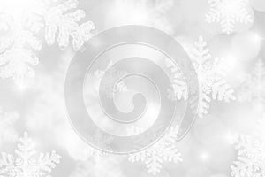 Silver White Snowflakes Background