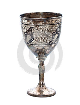 Silver wine glass on a white background