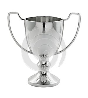 Silver Winning trophy on white