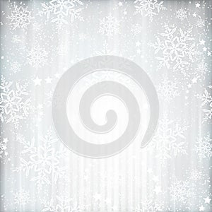 Silver winter, Christmas background with snowflake star pattern