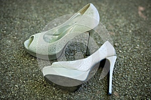 Silver woman shoes with high heels