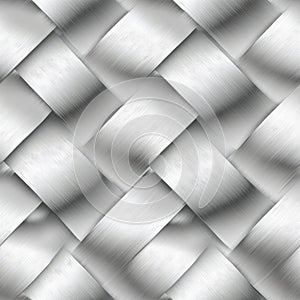 A silver woven fabric with a pattern of squares and triangles