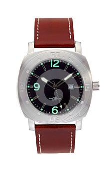 Silver wrist watch isolated with clipping path