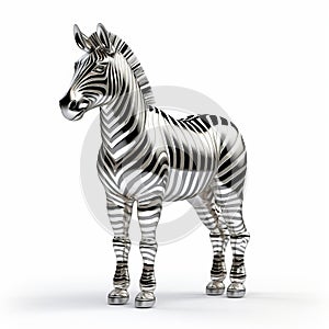 Silver Zebra 3d Model Illustration With Bold Shapes