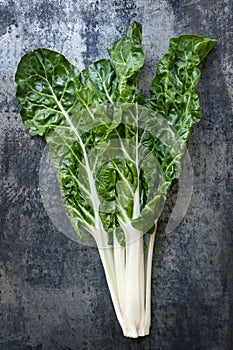 Silverbeet on Slate Overhead view
