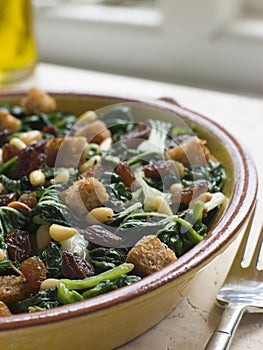 Silverbeets Sultanas and Pine Nuts