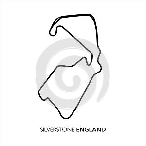 Silverstone circuit, England. Motorsport race track vector map