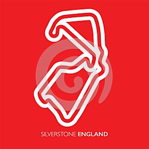 Silverstone circuit, England. Motorsport race track vector map