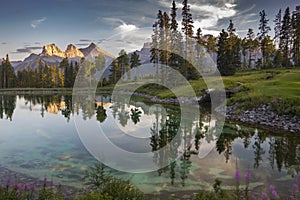 Silvertip Golf Course in Canmore Alberta at Sunset