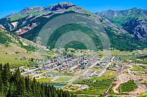 Silverton Colorado in Summer with Green Scenery