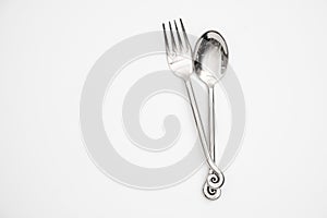 Silverware fork spoon knife isolated on white