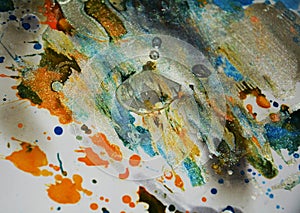 Silvery pastel dark watercolor waxy vivid spots, abstract creative background