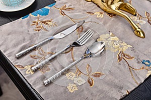 Silvery spoon fork