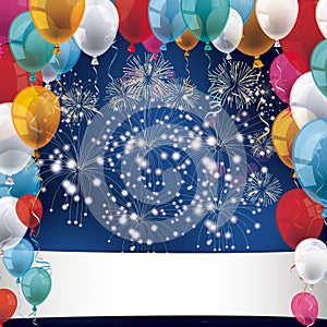 Silvester Fireworks Balloons Banner photo