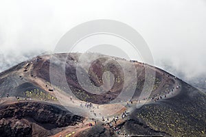 Cráter de volcán Sicilia 