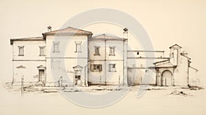 Silvio Franchi\'s Drawing Of An Old House: A Classic Deconstructivist Architecture Sketch