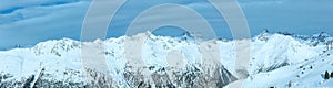 Silvretta Alps winter view (Austria). Panorama.