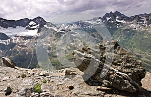 Silvretta mountain range in summer