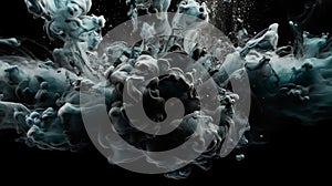 silwer sparkling abstract background, luxury black smoke, cosmic swirling ink photo