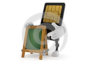 SIM card character with chalk signboard