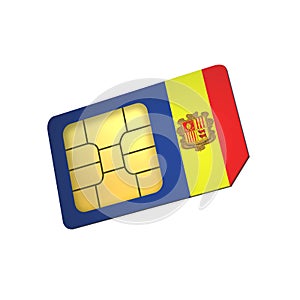 SIM Card with Flag of Andorra A concept of Andorra Mobile Operator