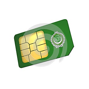 SIM Card with Flag of Arab League  A concept of Arab League Mobile Operator