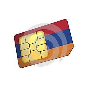 SIM Card with Flag of Armenia A concept of Armenia Mobile Operator