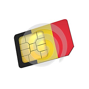 SIM Card with Flag of Belgium A concept of Belgium Mobile Operator