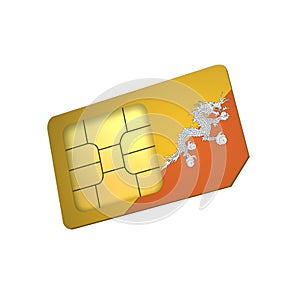 SIM Card with Flag of Bhutan A concept of Bhutan Mobile Operator