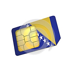 SIM Card with Flag of Bosnia A concept of Bosnia Mobile Operator