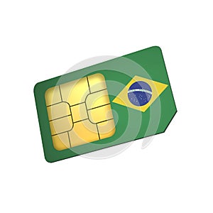 SIM Card with Flag of Brazil A concept of Brazil Mobile Operator
