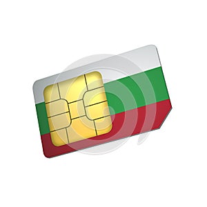 SIM Card with Flag of Bulgaria A concept of Bulgarian Mobile Operator