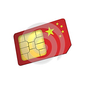 SIM Card with Flag of China A concept of Chinese Mobile Operator