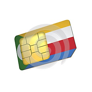 SIM Card with Flag of Comoros A concept of Comoros Mobile Operator