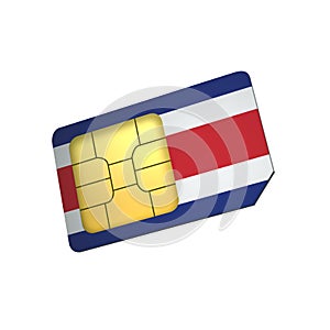 SIM Card with Flag of Costa Rica A concept of W Mobile Operator