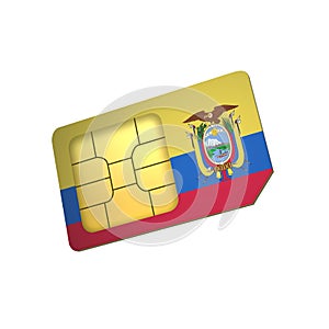 SIM Card with Flag of Ecuador A concept of Ecuador Mobile Operator