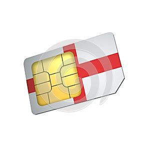 SIM Card with Flag of England A concept of England Mobile Operator