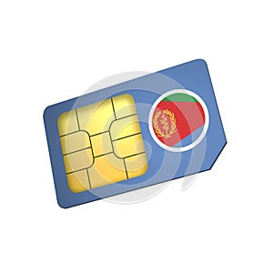 SIM Card with Flag of Eritrea A concept of Eritrea Mobile Operator