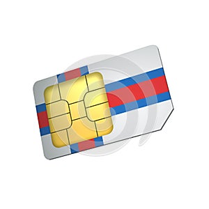 SIM Card with Flag of Faroe Islands A concept of Faroe Islands Mobile Operator