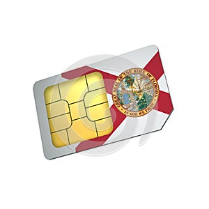 SIM Card with Flag of Florida A concept of Florida Mobile Operator