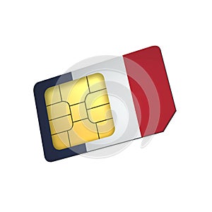 SIM Card with Flag of France A concept of France Mobile Operator