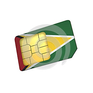 SIM Card with Flag of Guyana A concept of Guyana Mobile Operator