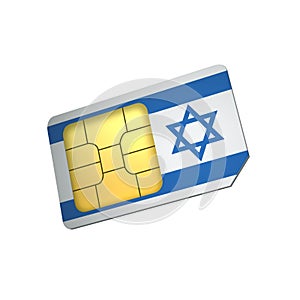 SIM Card with Flag of Israel A concept of Israel Mobile Operator