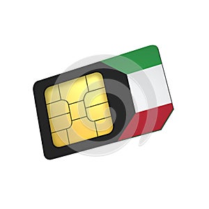 SIM Card with Flag of Kuwait A concept of Kuwait Mobile Operator