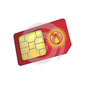 SIM Card with Flag of Kyrgyzstan A concept of Kyrgyzstan Mobile Operator