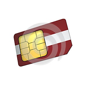 SIM Card with Flag of Latvia A concept of Latvia Mobile Operator