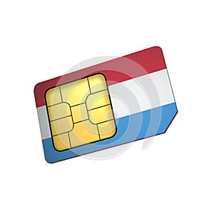 SIM Card with Flag of Luxembourg A concept of Luxembourg Mobile Operator