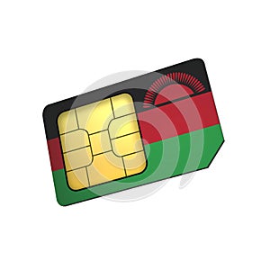 SIM Card with Flag of Malawi A concept of Malawi Mobile Operator
