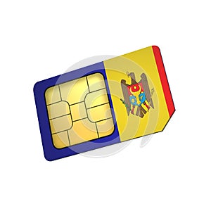 SIM Card with Flag of Moldova A concept of Moldova Mobile Operator