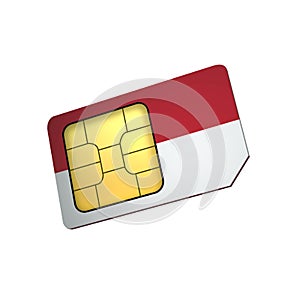 SIM Card with Flag of Monaco A concept of Monaco Mobile Operator